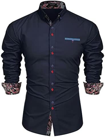 Men's Dress Shirt Long Sleeve Casual Button Down Shirts