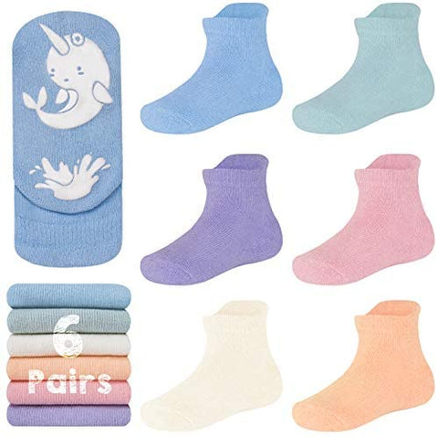 Ozaiic Baby Non Slip Grip Ankle Socks with Cushion for Newborn Toddler Boy Girl