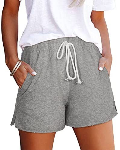 Athletic Shorts for Women Drawstring Workout Shorts Cotton Blend Casual Lounge Running Shorts with Pockets