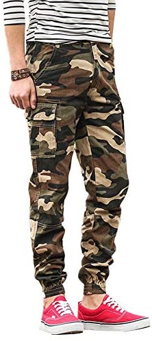 Men's Zip Button Closure Ankle Cuffed Leg Outdoor Jogger Pants