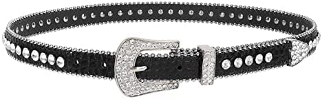 Women Skinny Rhinestone Belt For Jeans Thin Leather Waist Belts With Boho Jewelry Buckle
