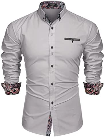 Men's Dress Shirt Long Sleeve Casual Button Down Shirts