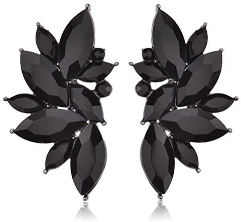 Cluster Crystal Teardrop Flower Design Stud Earrings Fine Jewelry for Women Valentines Day Gifts for Her