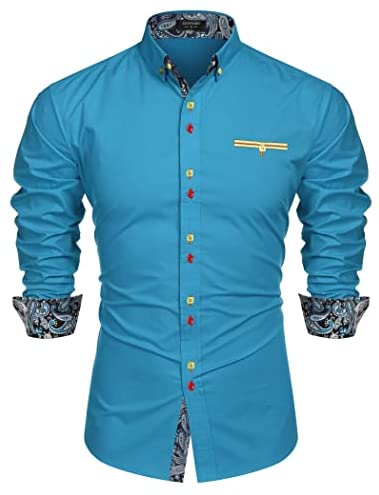 Men's Dress Shirt Long Sleeve Casual Button Down Shirts