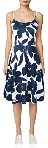 TIMSEM Women's Sleeveless Adjustable Strappy Summer Floral Flared Swing Dress