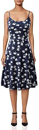 TIMSEM Women's Sleeveless Adjustable Strappy Summer Floral Flared Swing Dress