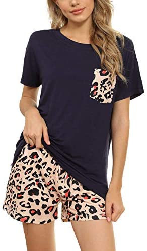 Ayreus Women's Pajama Set Short Sleeve 2 Piece Sleepwear Pjs with Pocket