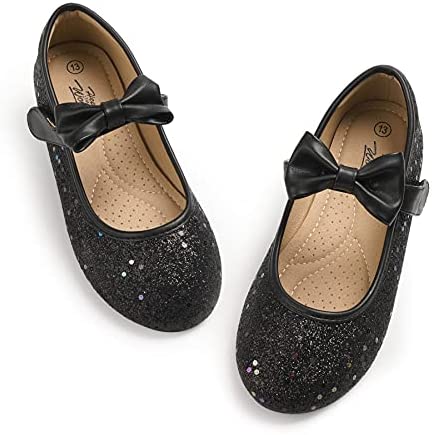 Heel The World Girls Flat Mary Jane Dress Shoes Ballerina Party Flats with Bow