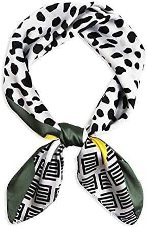 Vabovin 27.5" Silk Feeling Scarf Medium Square Satin Headscarf Fashion Pattern Hair Scarves and Wraps for Women