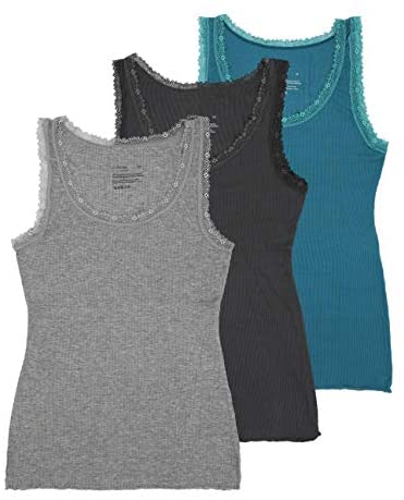 Women's Lace Tank Camisole Super Soft Slim-Fit Undershirt 3-Pack