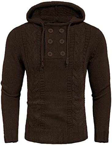 Men's Knitted Hoodies Pullover Casual Long Sleeve Turtleneck Sweaters
