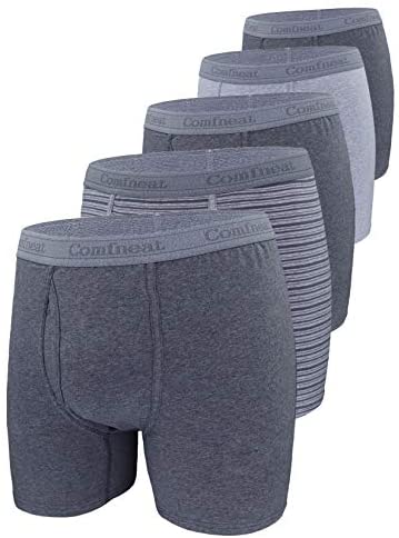 Men's 5-Pack Big & Tall 3XL-7XL Boxer Briefs Cotton Spandex Underwear with Fly