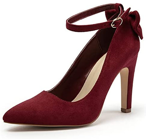 katliu Women's Pointed Toe High Heels Pumps Stiletto Ankle Strap Bow Tie Party Wedding Dressy Pumps Shoes