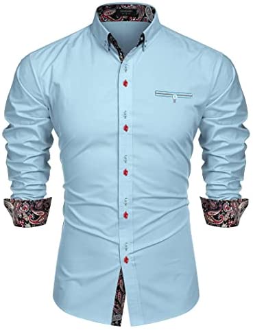 Men's Dress Shirt Long Sleeve Casual Button Down Shirts