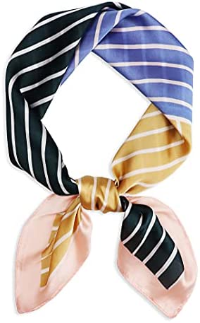 Vabovin 27.5" Silk Feeling Scarf Medium Square Satin Headscarf Fashion Pattern Hair Scarves and Wraps for Women
