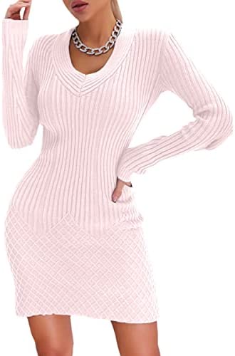 women's Waffle Tunic Knitted Sweater Dress
