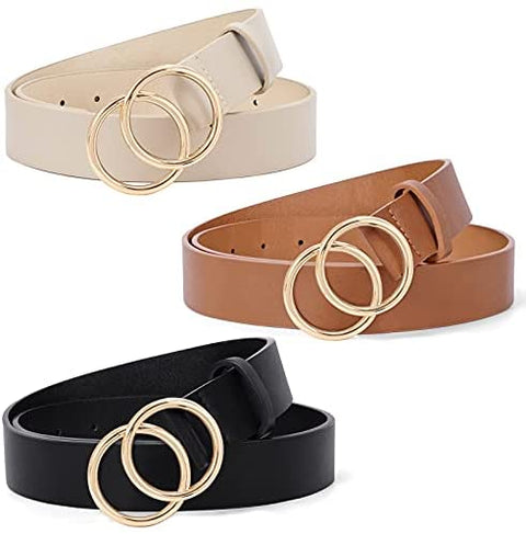 3 Pack Double Ring Belt for Women