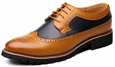 QZHIHE Men's Classic Modern Oxford Wingtip Lace Dress Shoes