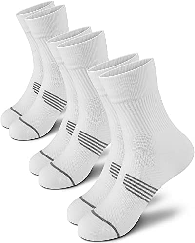 PAPLUS Compression Running Sock for Men and Women 3 Pairs, Cushioned Athletic Crew Socks with Arch Support