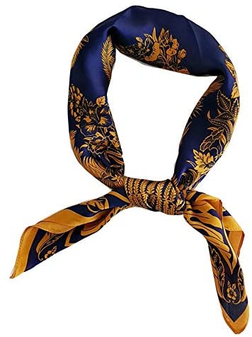 FONYVE Silk Feeling Scarf Medium Square Satin Head Scarf for Women 27.5 × 27.5 inches