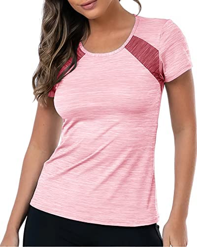 Womens Workout Short Sleeve T Shirts Smoothy Quick Dry Running Tennis Shirt Tops