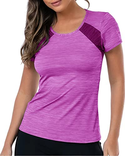 Womens Workout Short Sleeve T Shirts Smoothy Quick Dry Running Tennis Shirt Tops