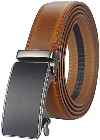 Lavemi Men's Real Leather Ratchet Dress Belt with Automatic Buckle,Elegant Gift Box
