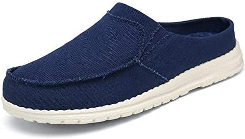 Mishansha Mens Canvas Mules Comfort House Slippers Lightweight Slip on Walking Shoes Casual Loafers