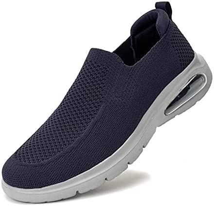 konhill Men's Slip-on Loafers Mesh Walking Shoes Breathable Knit Air Cushion Sneakers