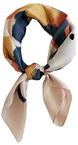 FONYVE Silk Feeling Scarf Medium Square Satin Head Scarf for Women 27.5 × 27.5 inches