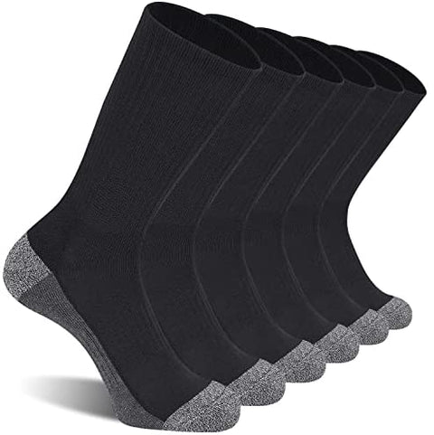 CS CELERSPORT 6 Pack Men's Cushioned Crew Socks Athletic Work Boot Socks