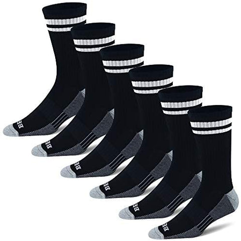 Men's 6-Pack Performance Cushioned Athletic Crew Socks