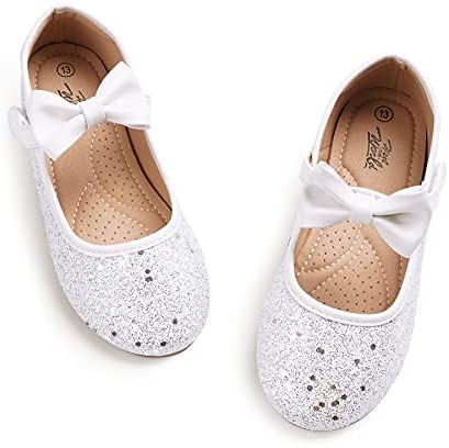 Heel The World Girls Flat Mary Jane Dress Shoes Ballerina Party Flats with Bow
