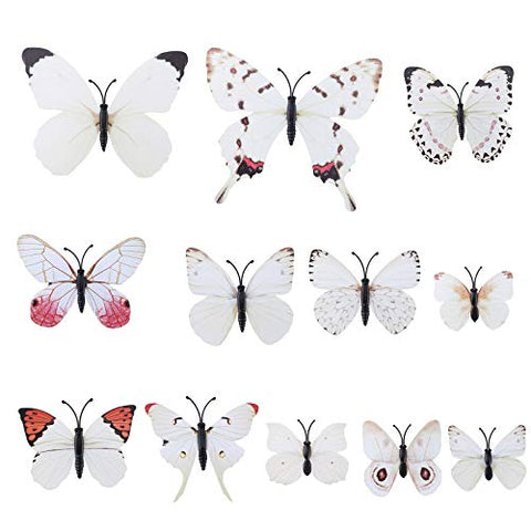 AWAYTR Realistic Printed Butterfly Hair Clip 12Pcs Fairy Hair Clips Set Hair Accessories for Girls Women (White)