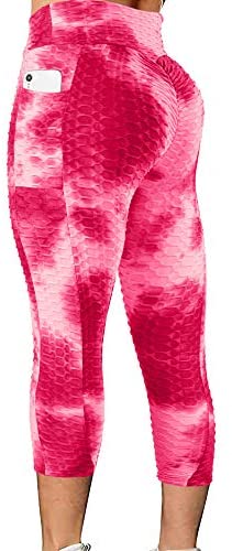 Karlywindow Women's Butt Lifting Legging High Waist Yoga Pants Capri Tummy Control Scrunch Booty Legging Tights