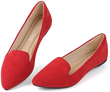 MUSSHOE Ballet Flats for Women Comfortable Women's Flats Memory Foam Slip on Pointed Toe Flats Shoes Women