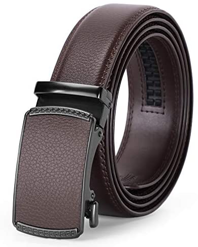 Men's Sliding Dress Belt Fashion Brown Leather Belt For Jean Rathet Leather Belts for Men
