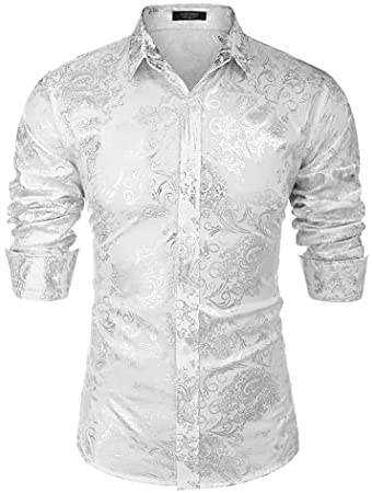 Men's Luxury Design Shirts Floral Dress Shirt Casual Button Down Shirts
