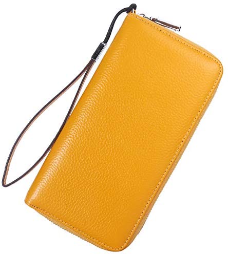 Lavemi Women's RFID Blocking Leather Zip Around Wallet Large Phone Holder Clutch Travel Purse Wristlet