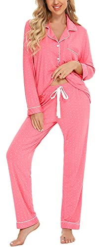 Pajamas Women's Long Sleeve Sleepwear Button Down Pj Sets Soft Loungewear Pajama Set for Women S-XXL