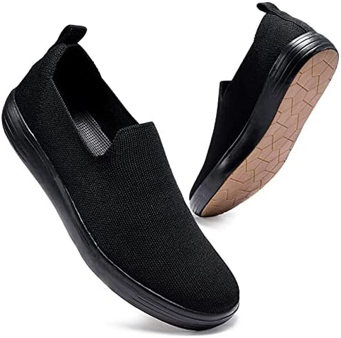 konhill Men's Slip on Fashion Sneaker - Classic Breathable Knit Loafers Skate Shoes