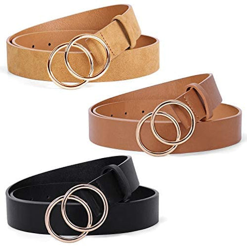 3 Pack Double Ring Belt for Women