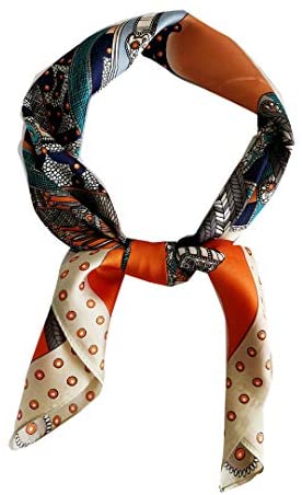 FONYVE Silk Feeling Scarf Medium Square Satin Head Scarf for Women 27.5 × 27.5 inches