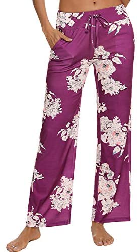 Pajama Pants for Women High Waist Yoga Pants Drawstring Palazzo Lounge Pants Wide Leg Sleep Bottoms S-XXL