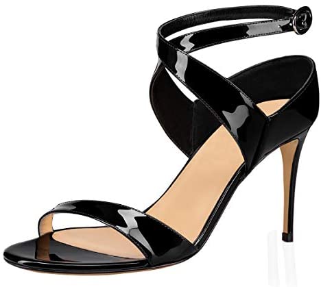 FSJ Women Open Toe Cross Buckle Ankle Straps Sandals Slingback Stiletto High Heel Pumps Casual Sexy Party Shoes Size 4-15 US