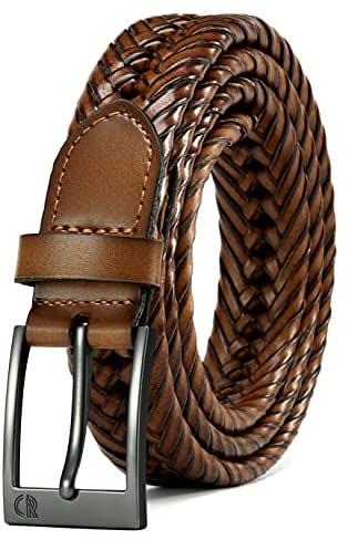Mens Braided Belt, Braided Leather Belts for Men 1 1/8", CHAOREN Woven Belt Dress and Casual in Gift Box