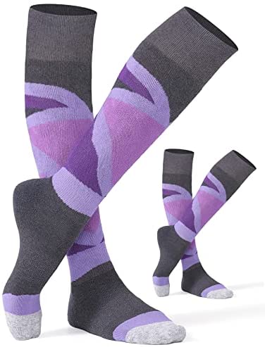 CS CELERSPORT 2/3 Pack Women's Ski Socks with Full Cushion, Wool Winter Warm Socks for Skiing Snowboarding