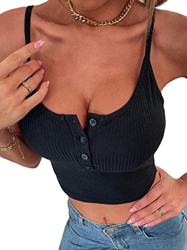 Dyexces Womens Tank Scoop Neck Henley Tank Tops Sleeveless Button Down Shirts