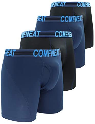 Men's Sport Boxer Briefs Performance Underwear with Fly 4-Pack