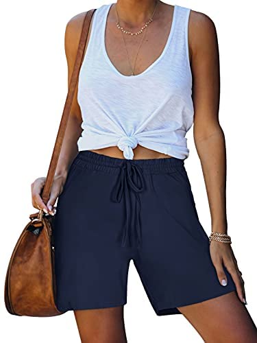 Women's Workout Shorts 5" Hiking Shorts with Zip Pockets Gym Running Athletic Shorts